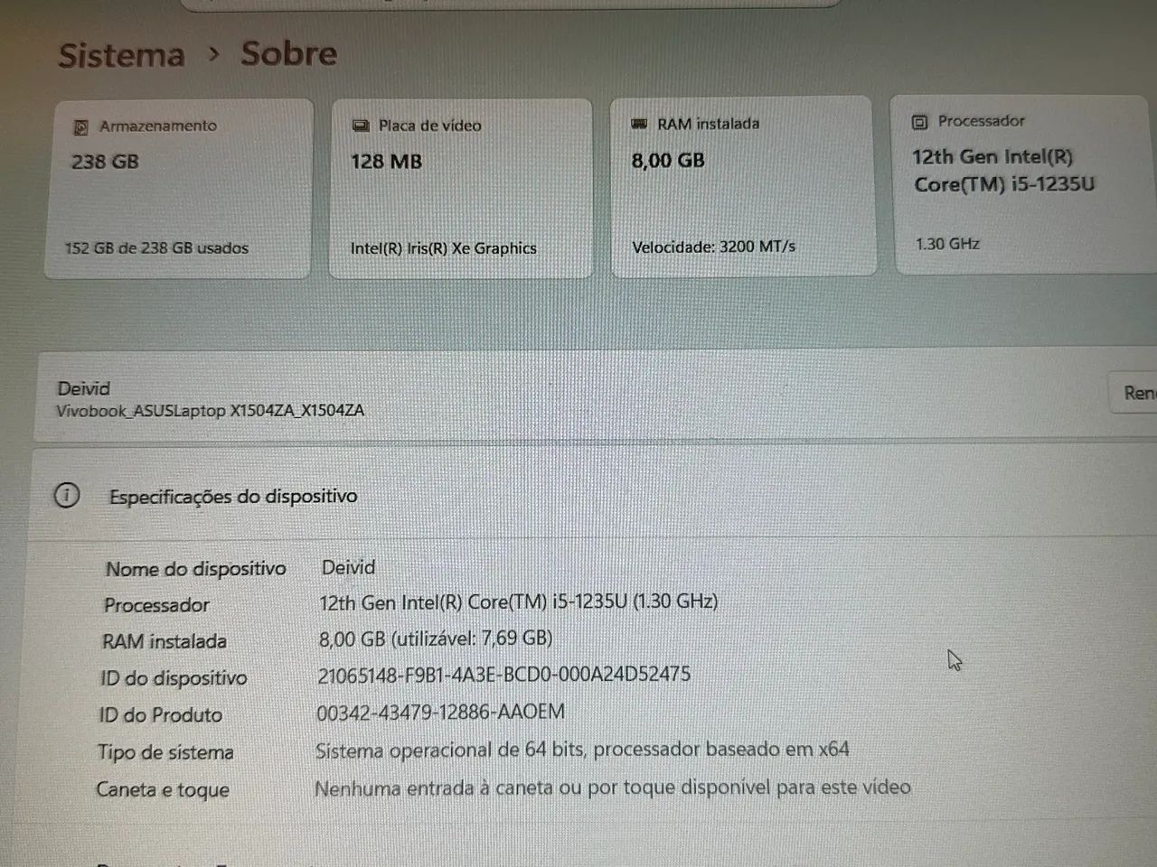 Notebook ASUS Vivobook i564385331045123123