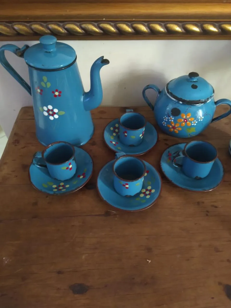 Conjunto de Chá Vintage em acata Azul