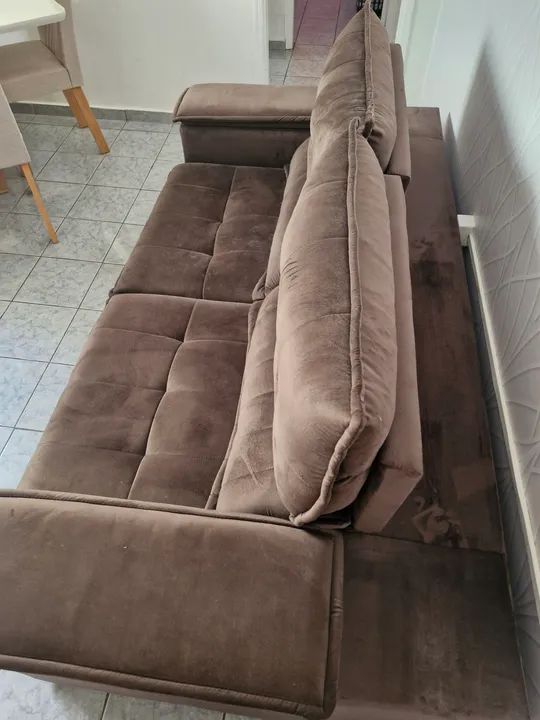 Sofá 3 Lugares Marrom - Foto 3