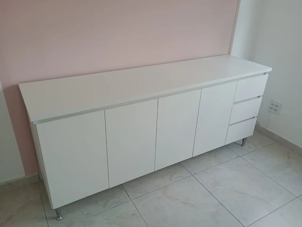Armário balcão 2,00 branco sem puxadores 100% MDF  - Foto 3