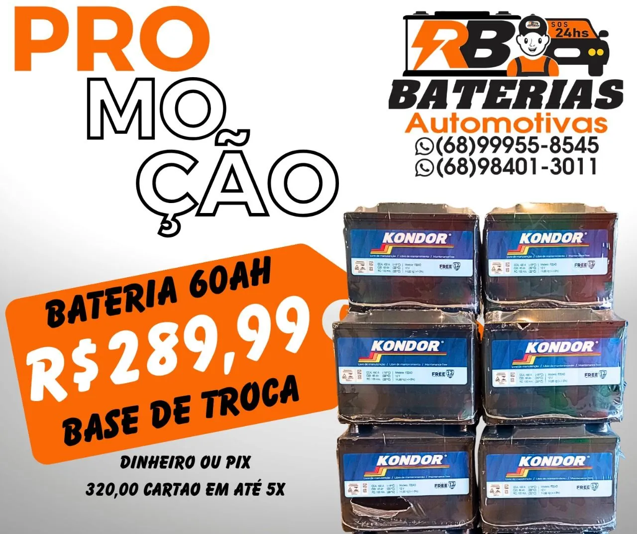 Bateria Automotiva 60AH - Promoção com Troca