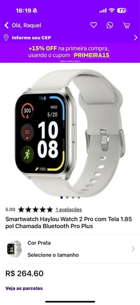 Smartwatch Haylou Watch 2 Pro com Tela 1.85 pol Chamada Bluetooth Pro Plus