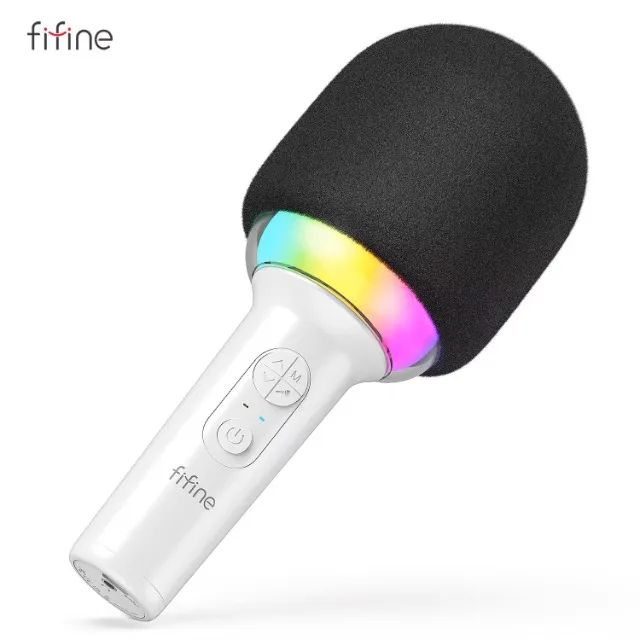 Microfone Fifine para musicas -  Microfone Portátil Sem Fio - Branco - Foto 2