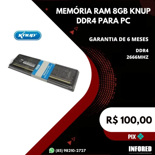 Memória ram 8gb Knup DDR4 para PC