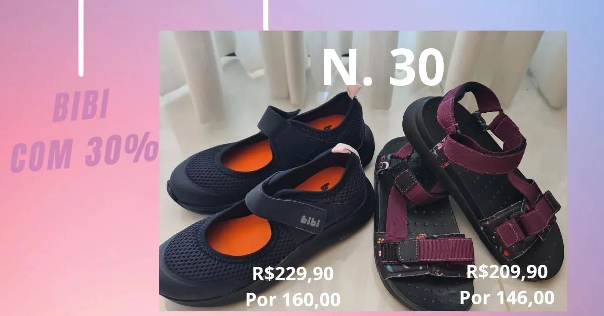 Sandálias e Sapatos Bibi N variados com 30% de desconto ou 50% pix