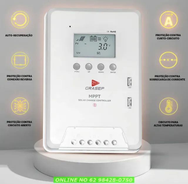 Controlador De Carga Solar 40a Lcd Mppt 12v-550w 24v-1100w Com Detecção Automática Tripla  - Foto 4
