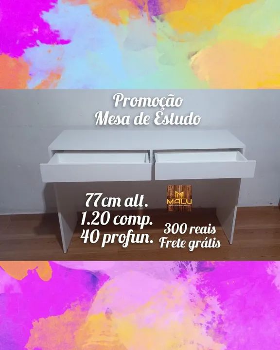 Mesa de Estudo Branca - Promoção