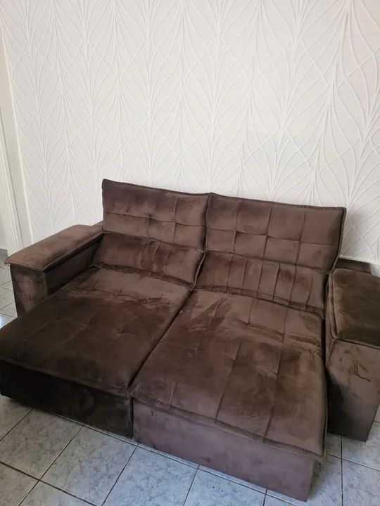 Sofá 3 Lugares Marrom - Foto 6
