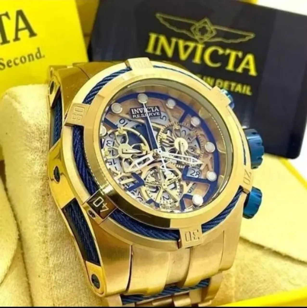 Relógio Invicta Reserve Masculino Dourado - Foto 2