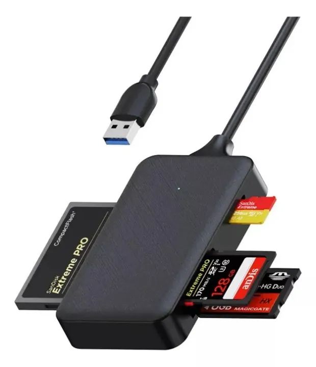 Leitor De Cartão Cf Tf Sd Ms Adaptador 4 Em 1 Tipo C E Usb 2.0, Ou 3.0 - Foto 4
