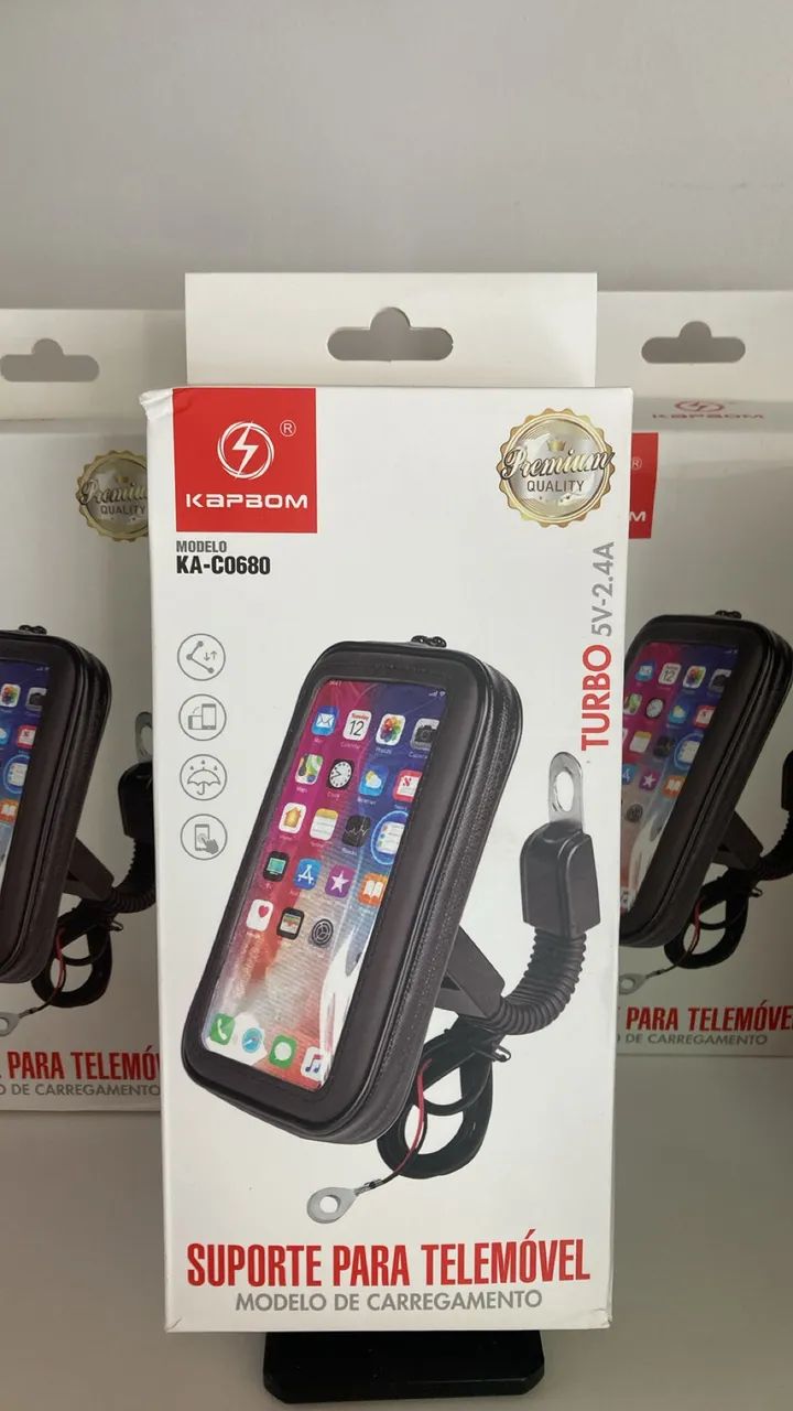 SUPORTE DE CELULAR COM CARREGADOR TURBO IMPERMEÁVEL  - Foto 3