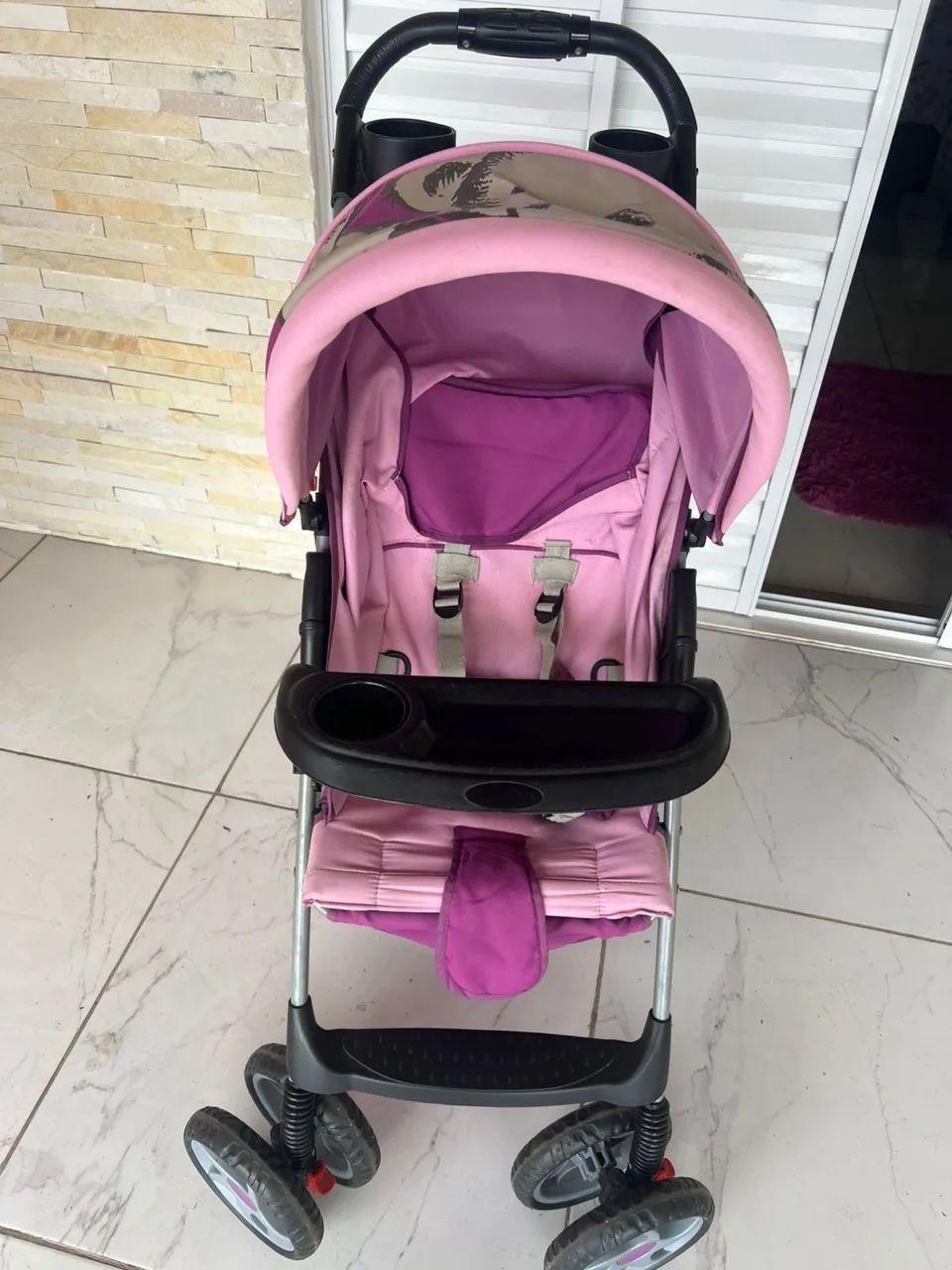 Carrinho de bebê rosa galzerano - Foto 3