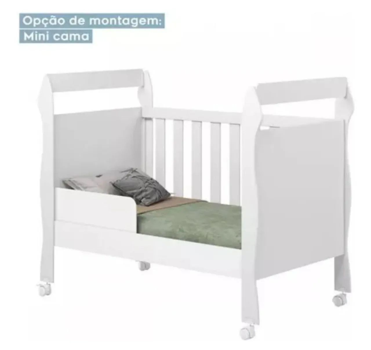 Berço Sofia Mini Cama Branco com Rodinhas, mm a pronta entrega  - Foto 5