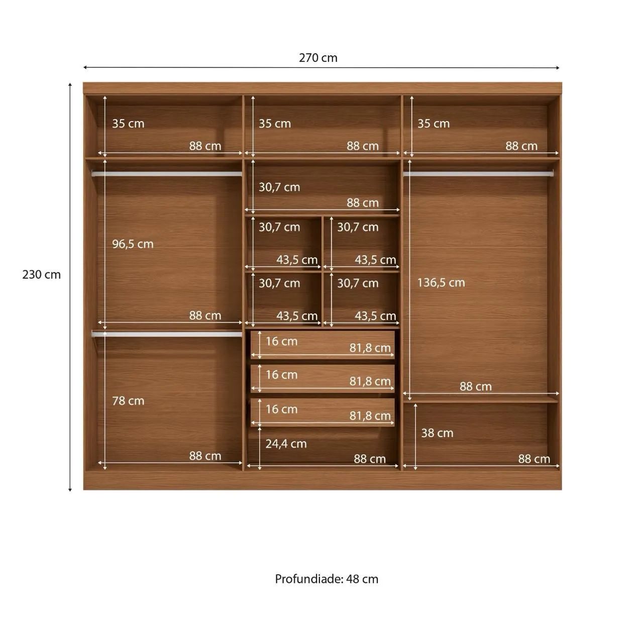 Guarda roupa gigante com 6 portas e 3 gavetas  - Foto 2
