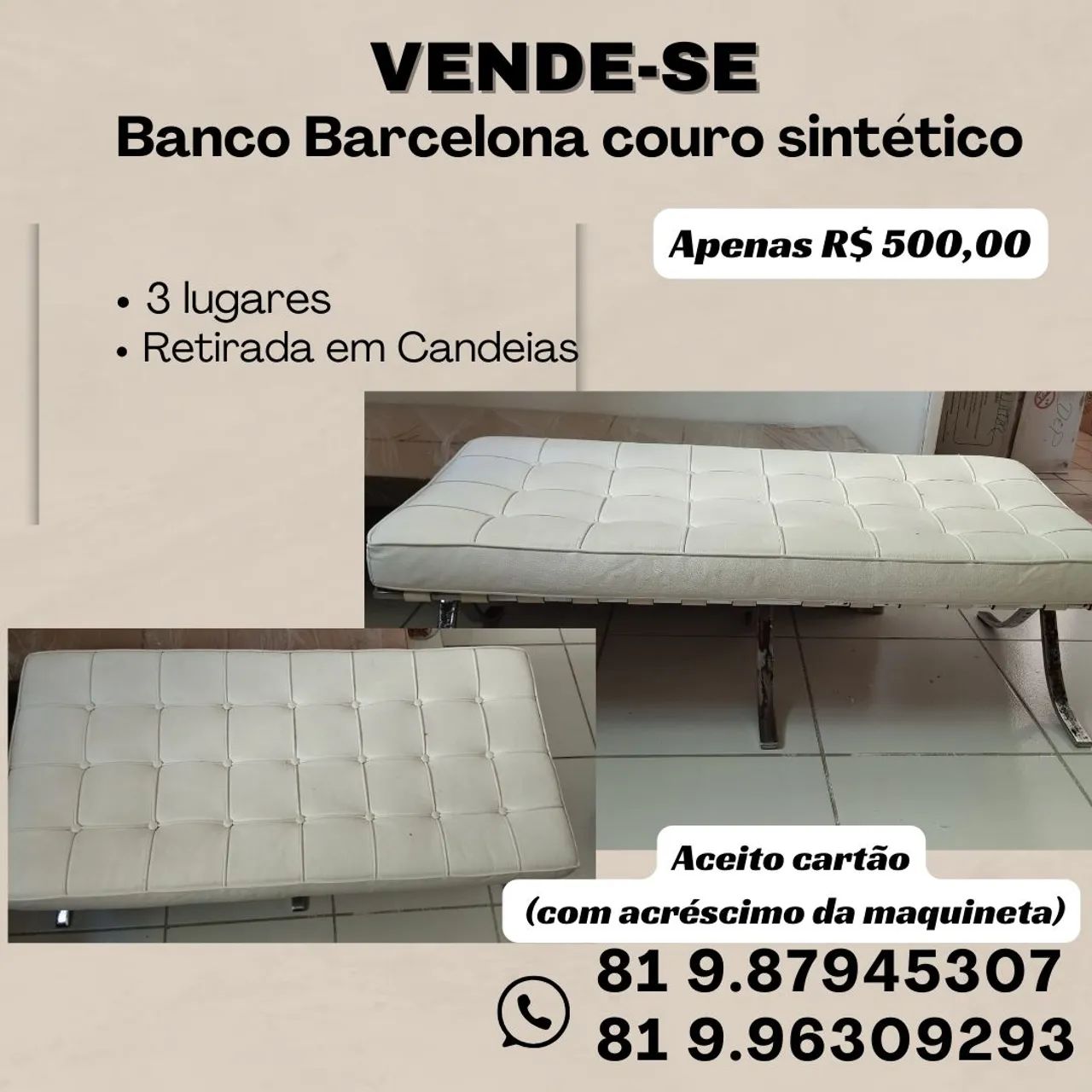 Banco Barcelona Couro Sintético
