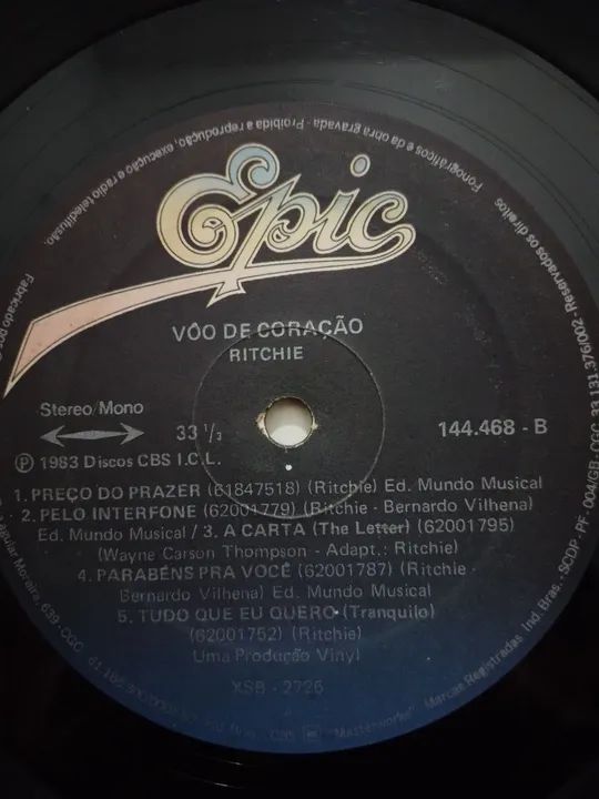 Lp Ritchie - Vôo de Coração. Centro RJ.  - Foto 4