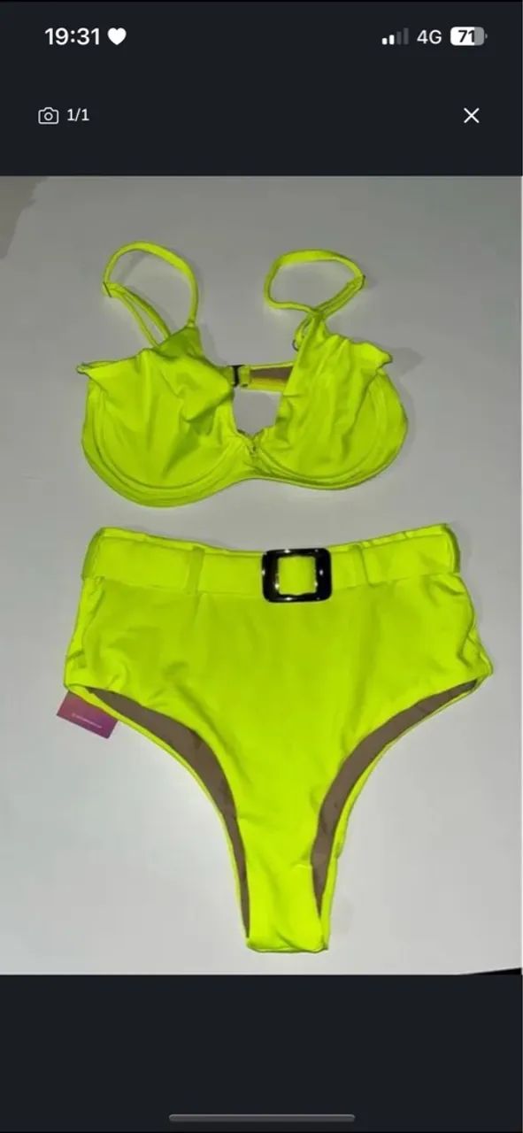 Biquíni Verde neon Cintura Alta com Cinto - Foto 2