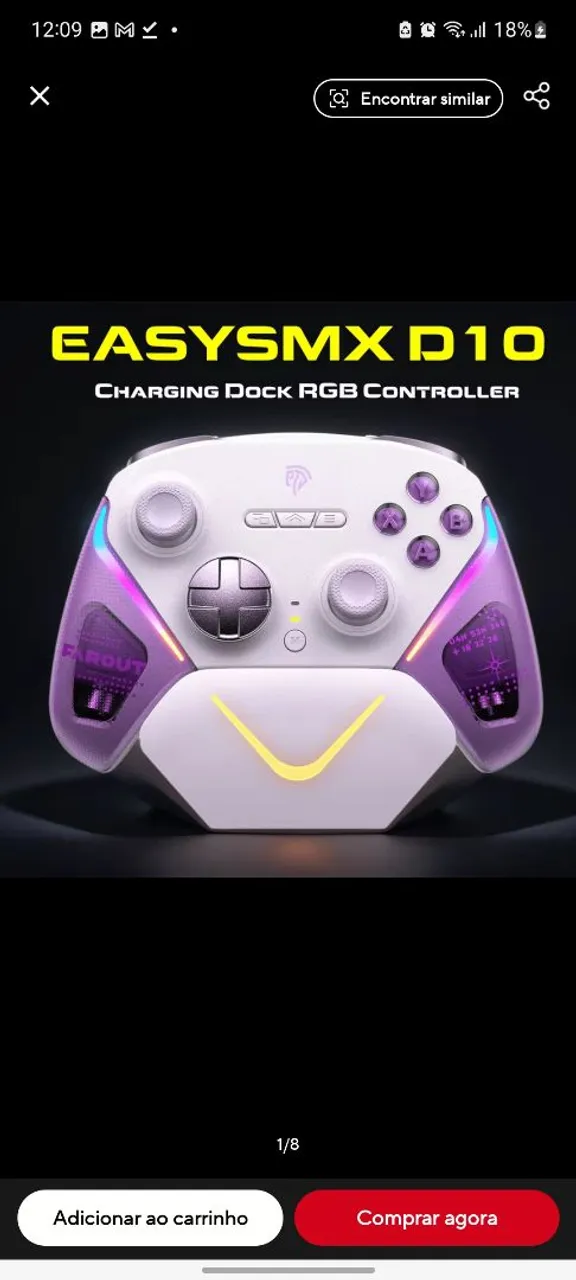 Controle EASYSMX D10 com Charging Dock RGB