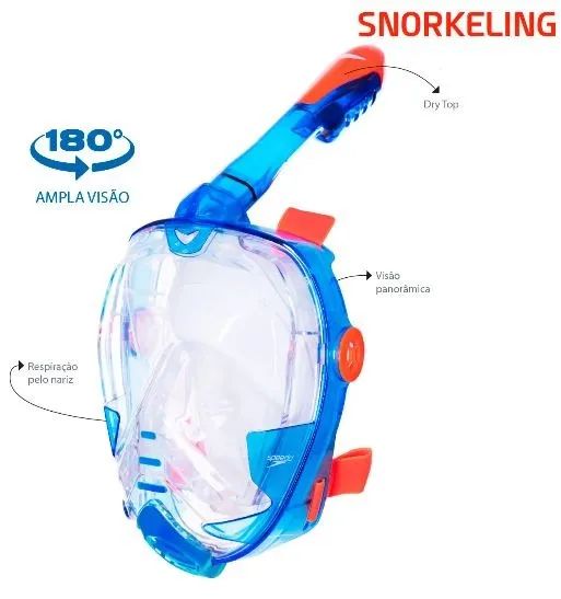 Máscara e Snorkel Full Face Pro Speedo - AZUL TRANSLUCIDO - nunca usada - Foto 3