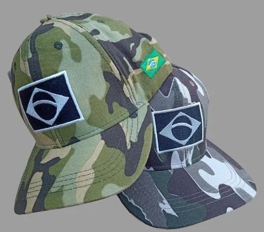 2 Bonés Camuflado Bandeira do Brasil