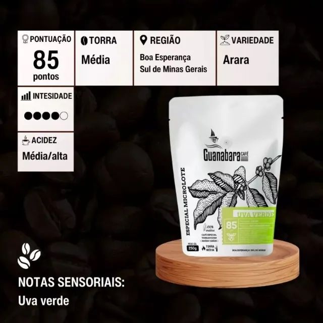 Café Especial Microlote Guanabara Uva Verde 250 g - Torra Média - Foto 3