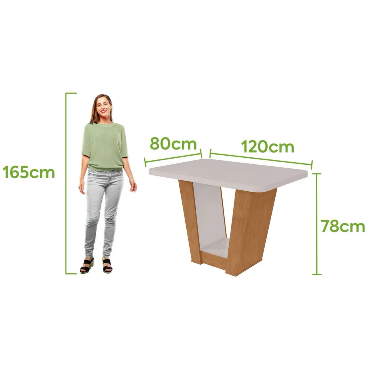 Mesa de Jantar 120 Amêndoa Clean/Off White tt443 - Foto 3