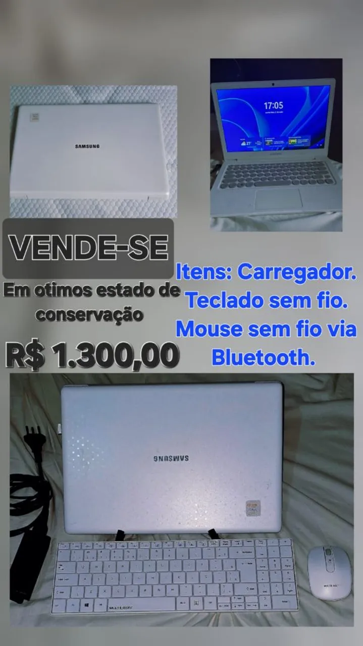 Notebook Samsung + Acessórios - R$1.300,00