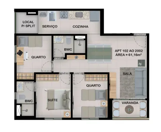 PLANTA 61m²
