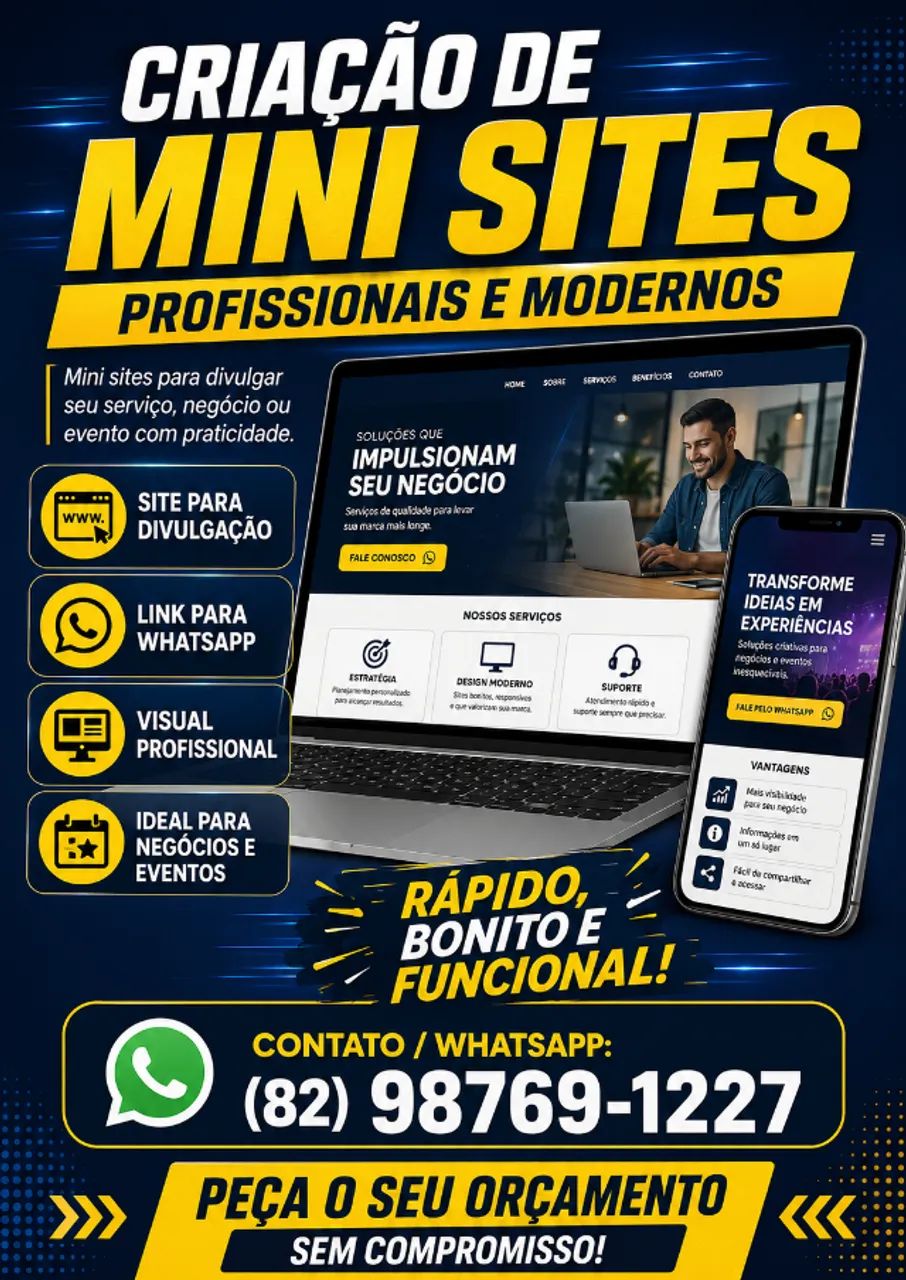 Criação de Mini Sites Profissionais - Divulgação de Negócios e Serviços