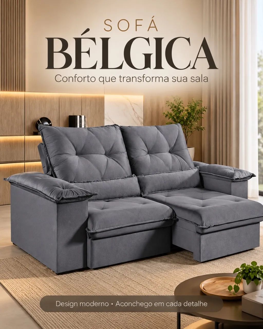 Sofá Bélgica: conforto, elegância e qualidade para transformar sua sala!