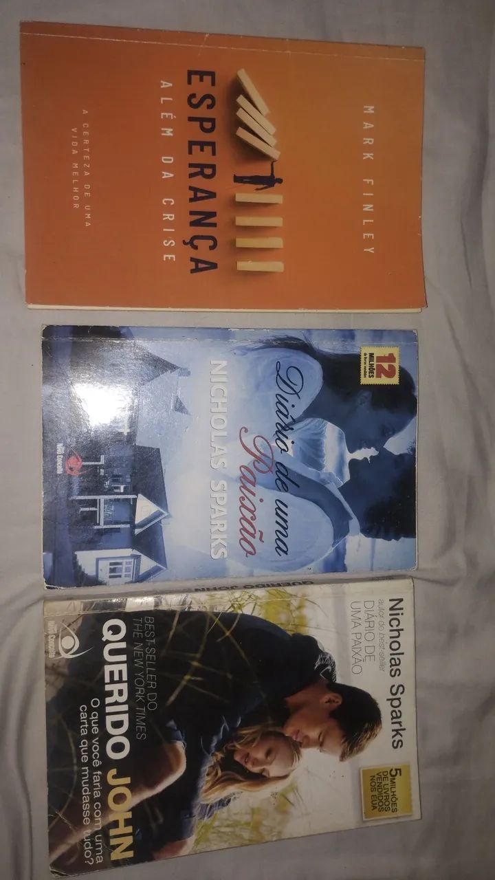 Livro Esperança, Querido JHON e Diário de uma Paixão.