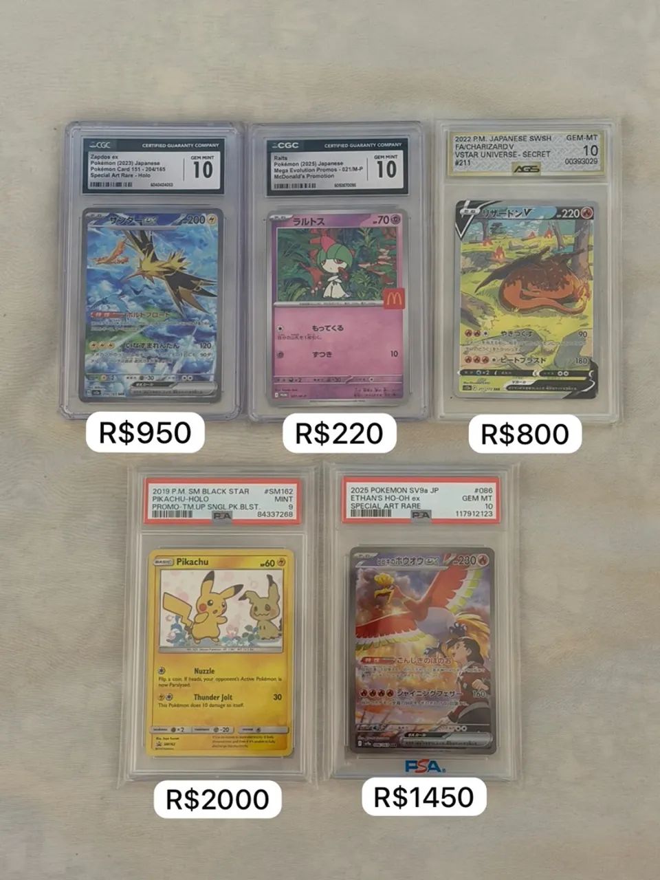 Carta graduada Pokémon psa/cgc/ags 10