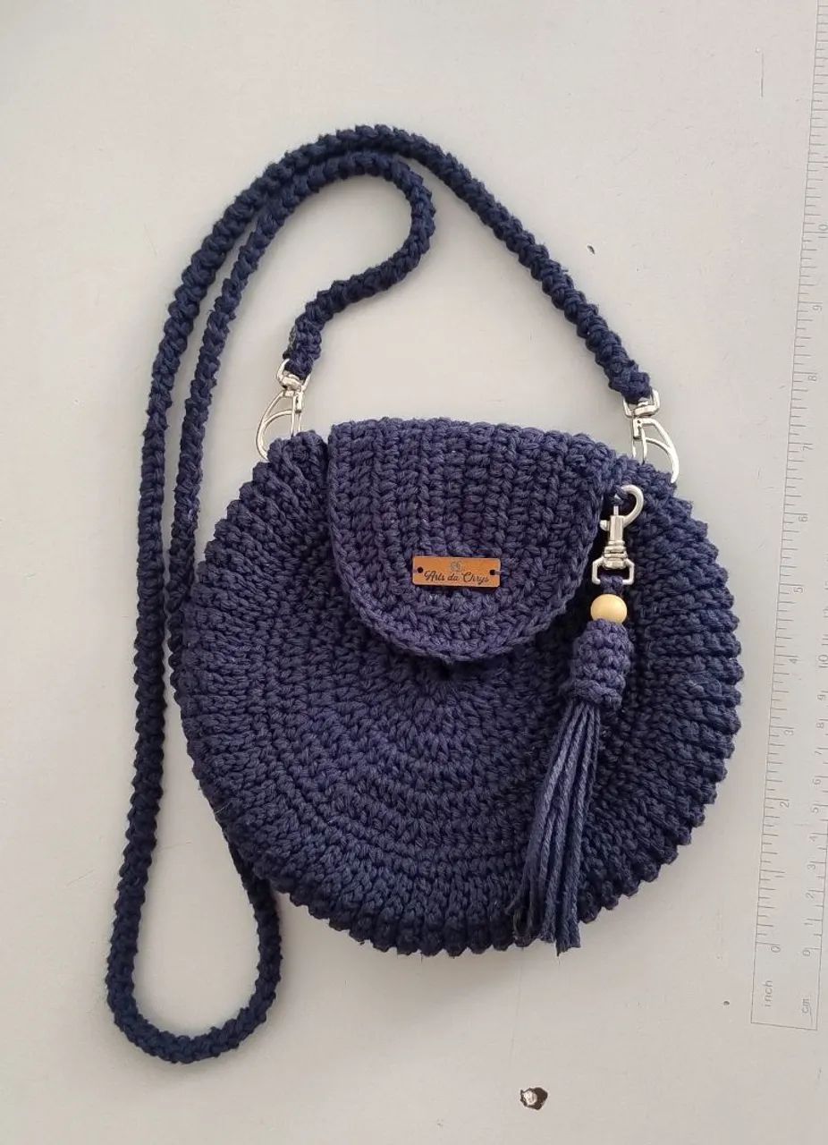 Bolsas de crochê medindo aproximadamente 20cm de diâmetro. - Foto 5