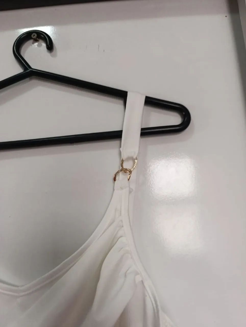 Vestido branco florido transpassado tecido soft Tam G - Foto 5