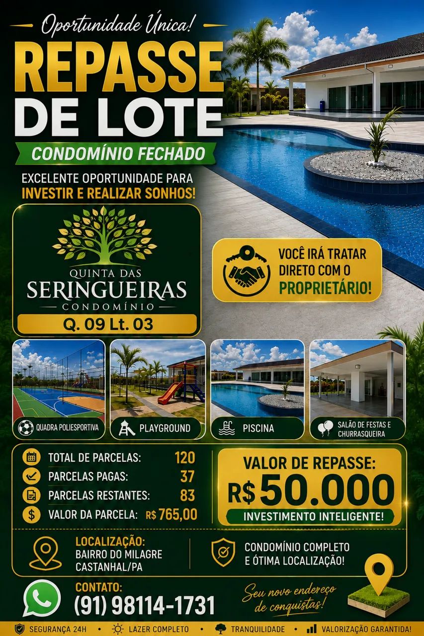 Vendo lote Condomínio Seringueira 