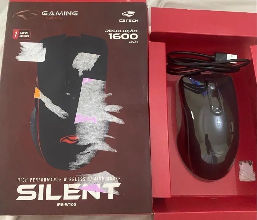 mouse gamer sem fio silent mg-w100bk c3 tech preto - Foto 2
