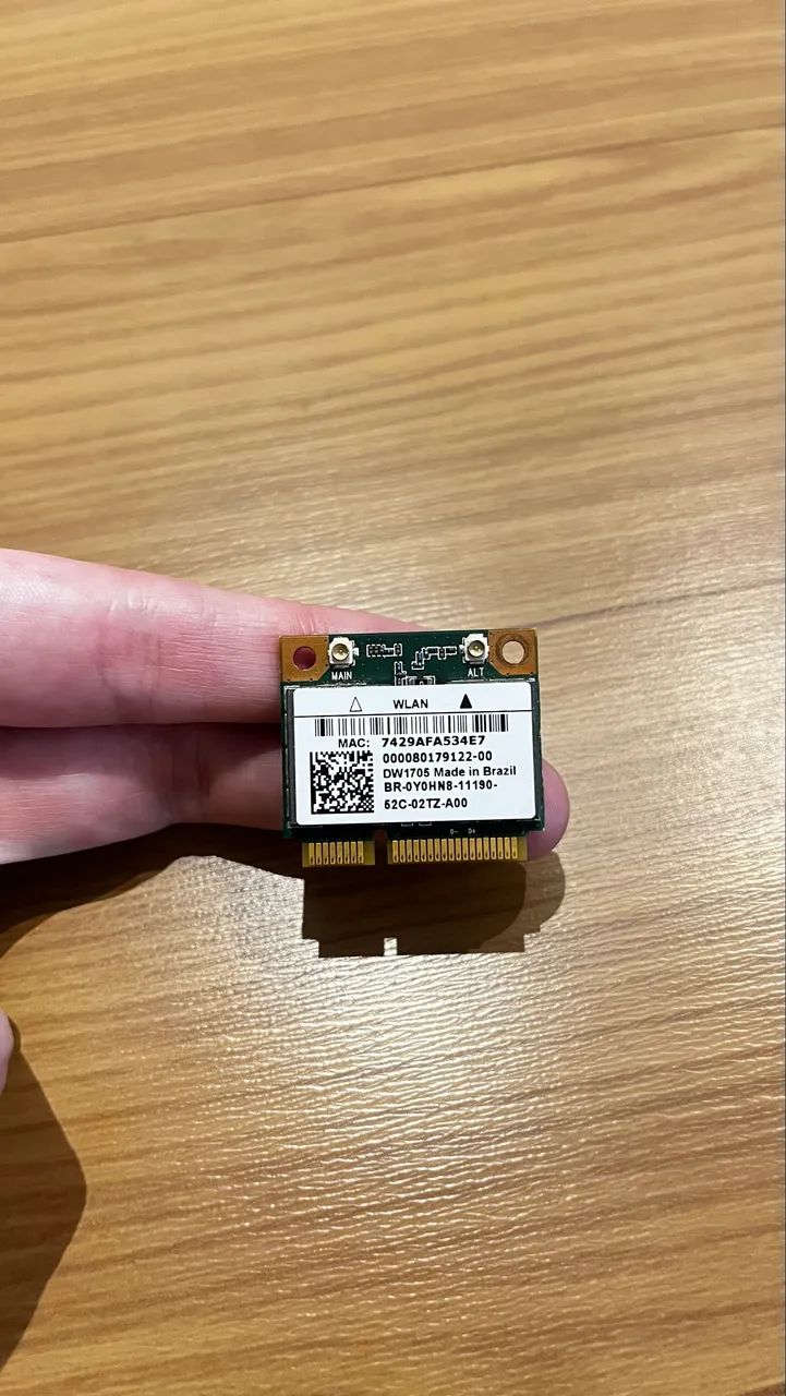 Placa Wifi + Bluetooth Dell Wireless DW1705 (Mini PCIe Half Size)
