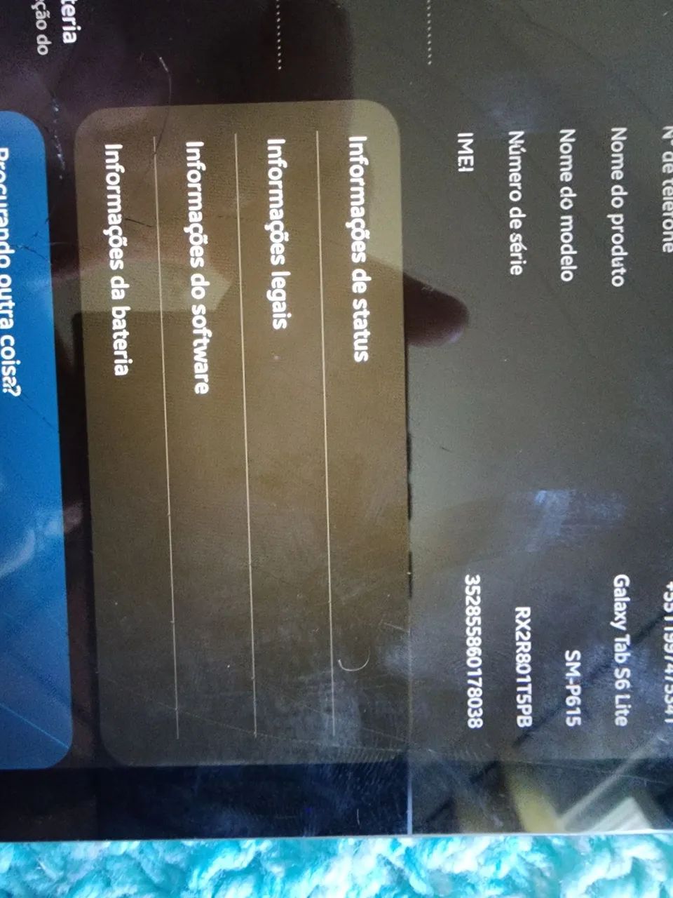 Samsung Galaxy Tab S6Lite (2020) SM-P615, com 4G e Wi-Fi, tela quebrada, funcionando OK - Foto 3