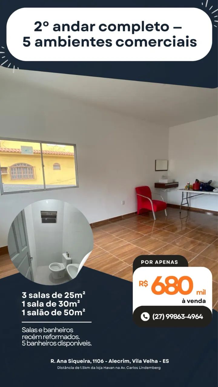 VENDO 5 salas comerciais 2° segundo andar vila velha - Foto 2