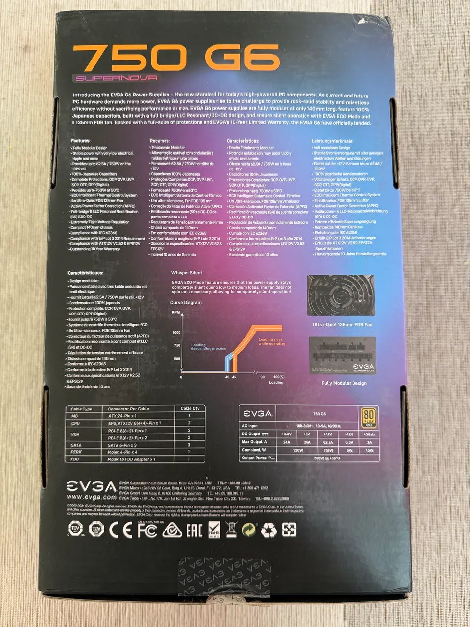 Fonte EVGA 750W Gold G6 Supernova modular - Foto 2