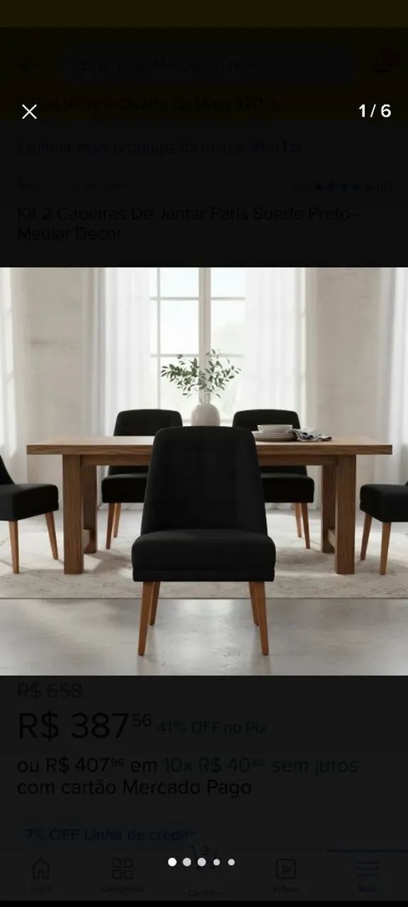 Paris Chair/Armchair in Black Suede