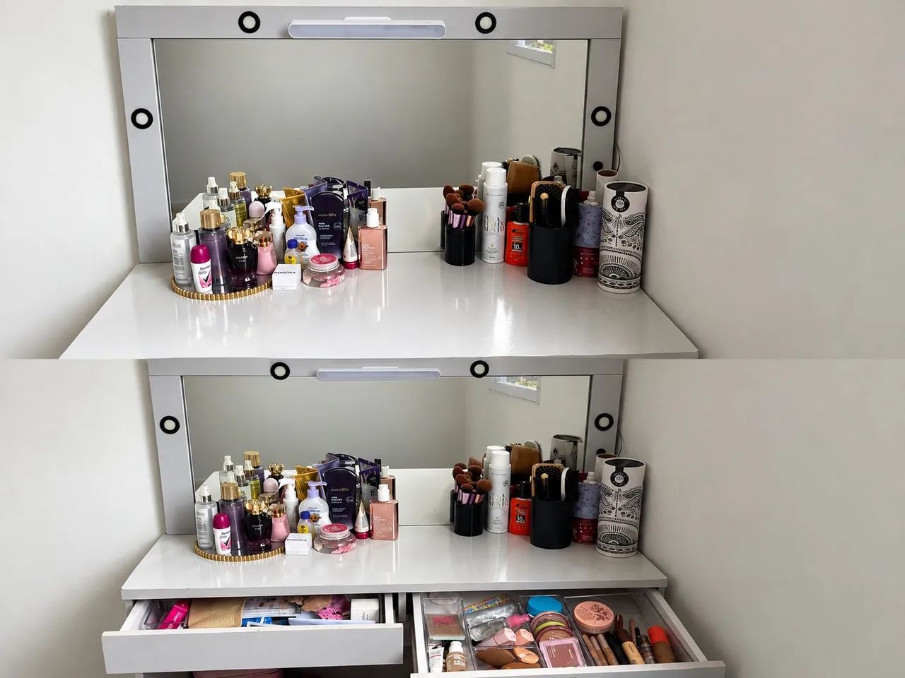 ? Penteadeira Camarim Branca com Espelho e LED ? R$ 750 - Foto 4