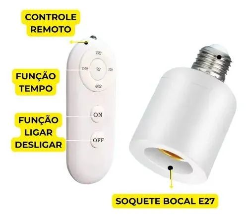 KIT 1 SOQUETE P/ LAMPADA CONTROLE REMOTO + PILHA - E27 - Foto 3