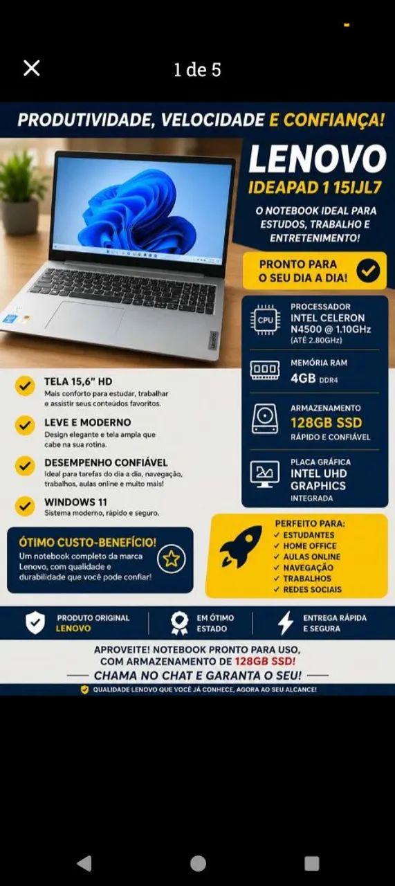 Notebook Lenovo seminovo. - Foto 2