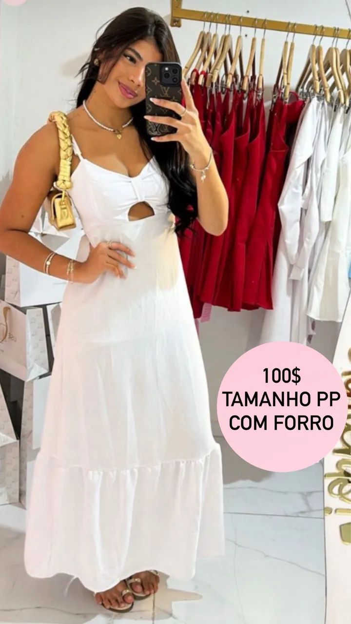 Vestido branco longo com forro