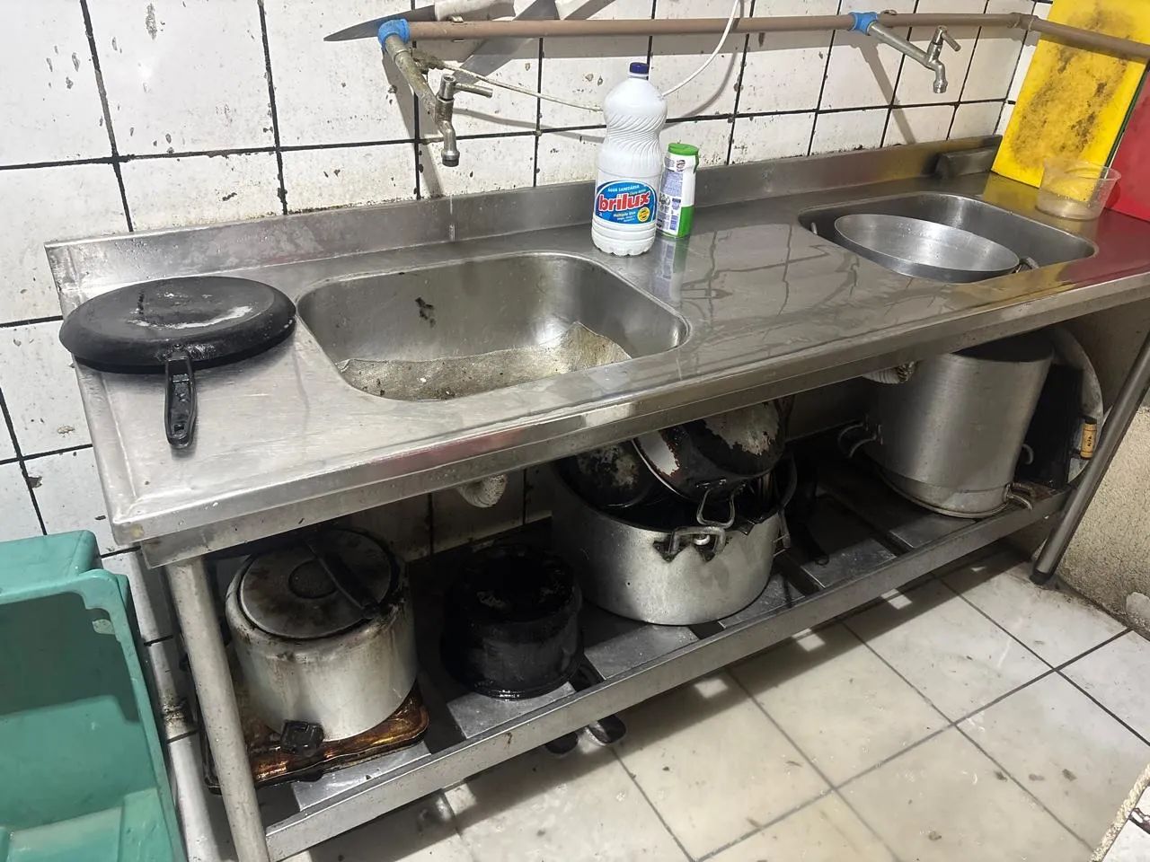 Bancada com 2 cubas pia inox