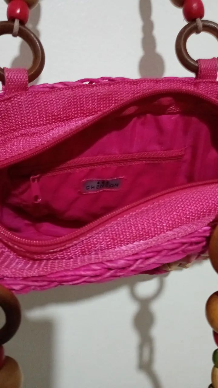 Bolsa de Palha Rosa - Foto 2