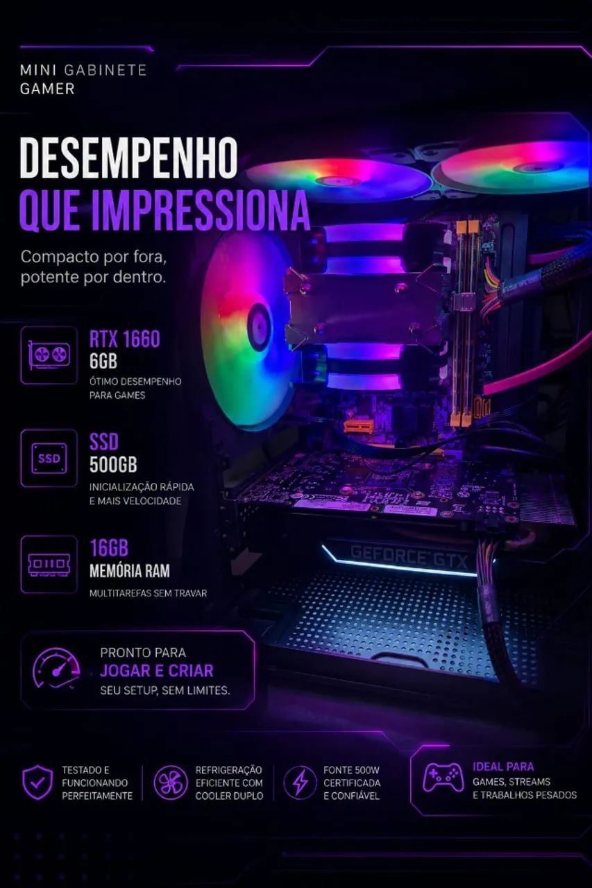 1660 super 6gb + i5-2400 + ssd 500gb + teclado e mouse pad