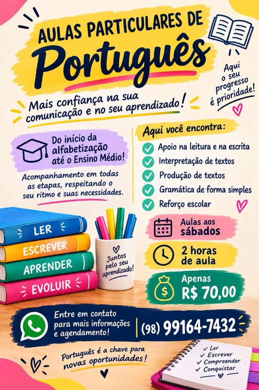AULAS DE REFORÇO AOS SÁBADOS 