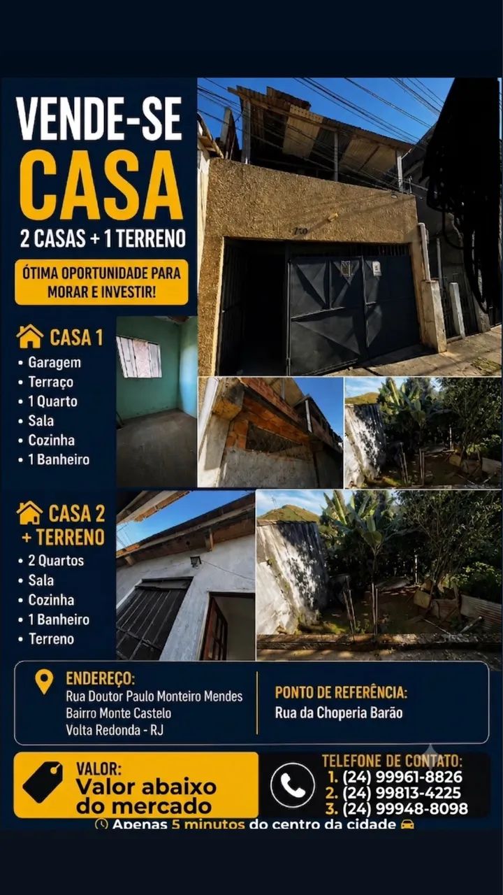 2 casas + 1 terreno 
